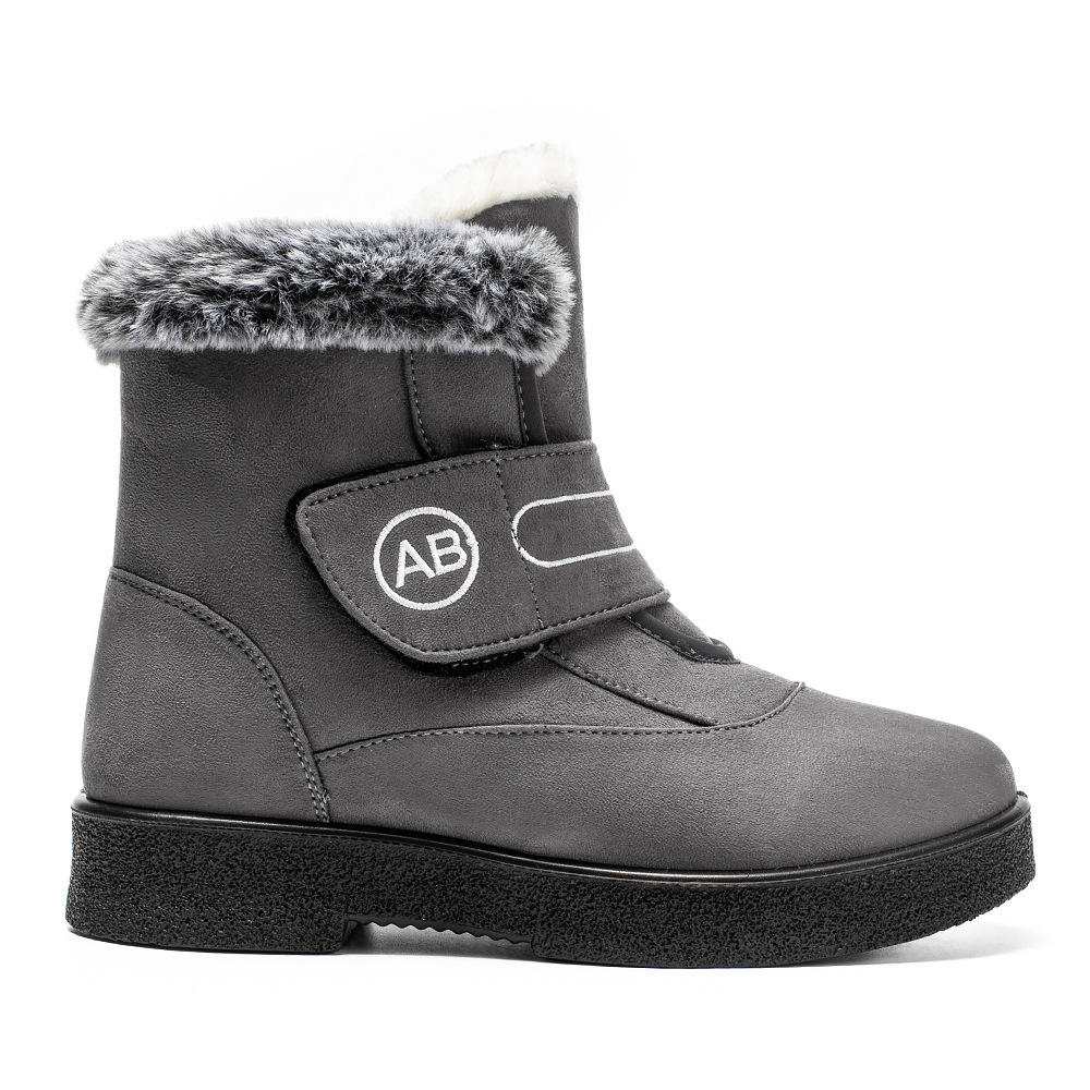 Snow boots slip-on Velcro casual short boots Warm cotton shoes large size and thick_voghion.com
