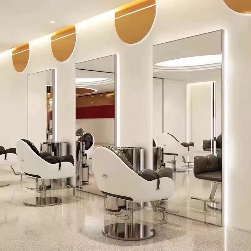 Espejo de peluquería con lámpara de línea para salón de peluquería, espejo de corte de pelo, espejo de pared, espejo de peluquería