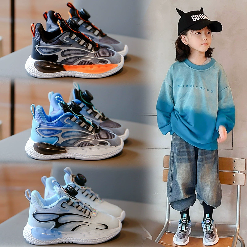 2024 Весенние новые кроссовки для мальчиков баскетбольные кроссовки с вращающимися пуговицами сетчатые кроссовки для девочек повседневная обувь
