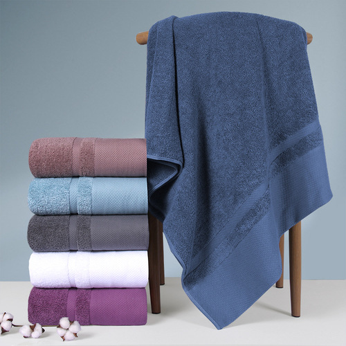 Pure Cotton 500g Thick Absorbent Bath Towel with Damask Pattern Family Plain Color Bath Towel Beach Towel Wholesale