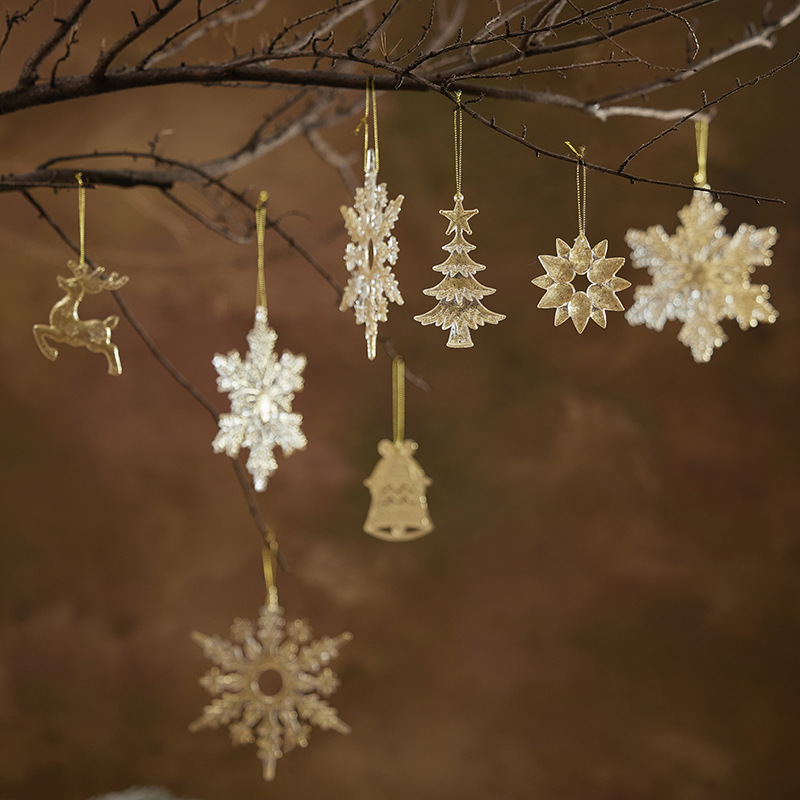 Nuevos flocos de nieve de Navidad transfronterizos mini flocos de nieve acrílicos transparentes de tamaño grande árbol de Navidad decoración colgante colgante