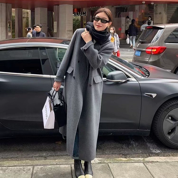 Шерстяное пальто Mishu свободного кроя средней длины для женщин, ручной работы, новинка 2025 года