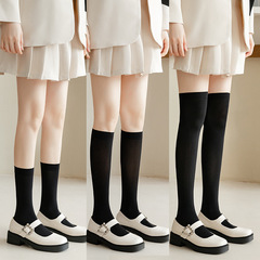 夏季薄款過膝襪日系天鵝絨JK小腿襪 網紅黑白色長筒學生襪子代發