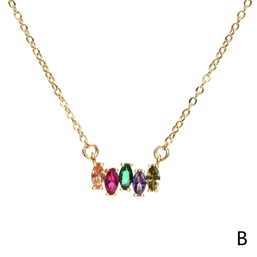 French Style Geometric Copper Pendant Necklace Plating Zircon Copper Necklaces