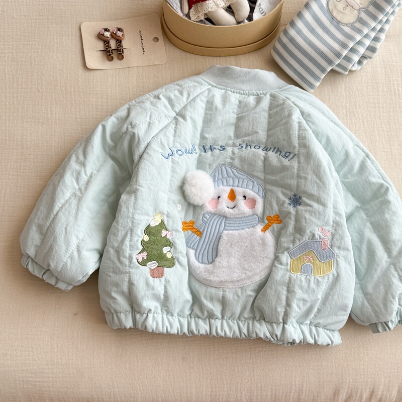Cross-Border Girls' Autumn and Winter New Cotton-Padded Jacket, Cute Quilted Fleece-Lined Baseball Cotton Coat, Thickened Jacket for Baby Girls Cross-Border Girls' Autumn and Winter New Cotton-Padded Jacket, Cute Quilted Fleece-Lined Baseball Cotton Coat, Thickened Jacket for Baby Girls
