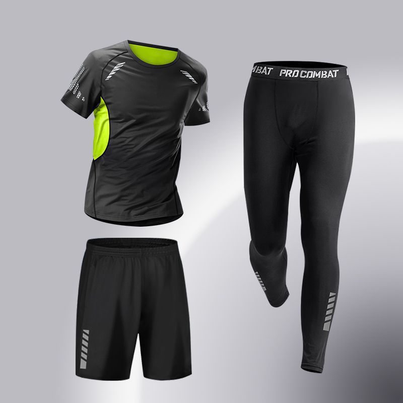 Ropa de fitness para hombres, traje de entrenamiento de baloncesto de alta elasticidad, traje deportivo de secado rápido, traje deportivo de corrida de la mañana, traje deportivo de bicicleta
