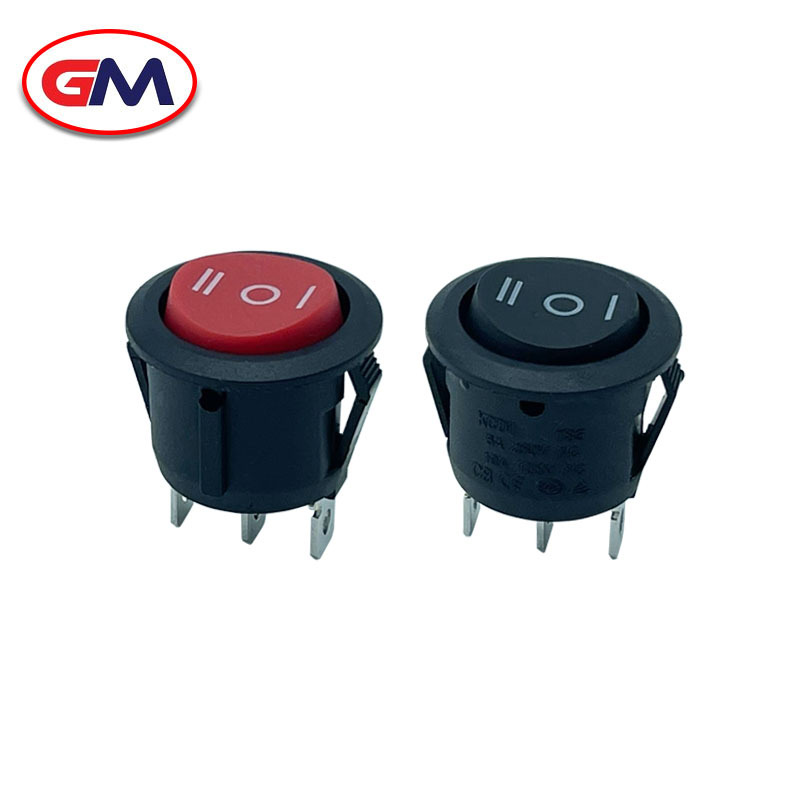 KCD1-05N圆形20mm船型翘板电源带灯三脚二档2 脚2档3脚3档