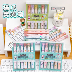Sloped Head Eye-Protecting Cat Paw Glowing Pen Case Student Hand Journal Colorful Pen Large Capacity Set Marker Set Wholesale