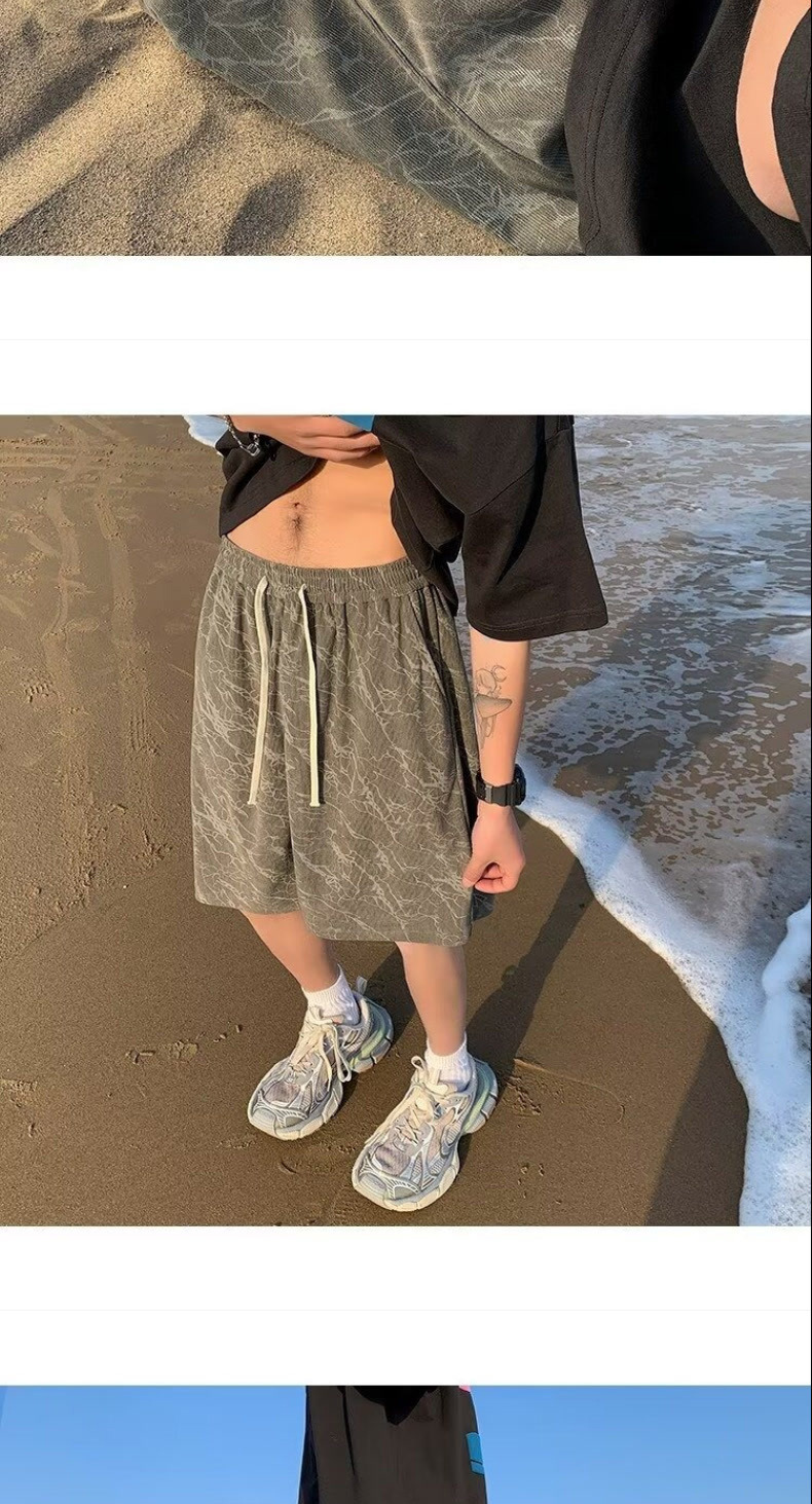 Men's Heavyweight Drape Casual Shorts Loose Fit Mid Waist Drawstring Summer Thin Plus Size Elegant Basic Trendy Brand_viptrois.com