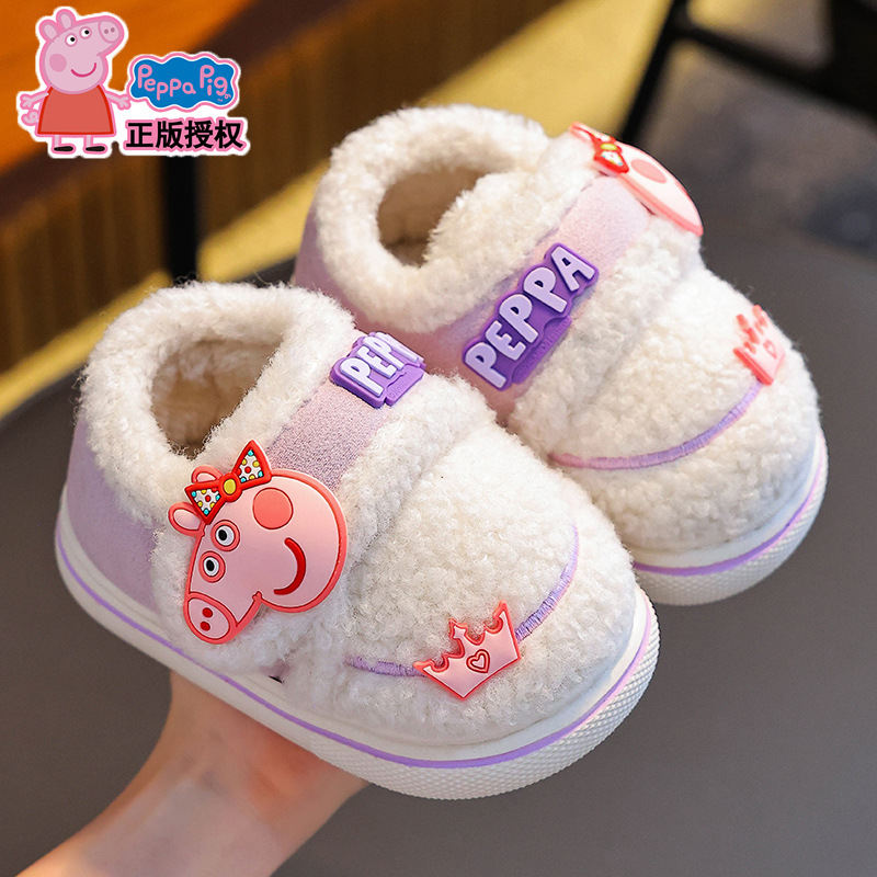 Piggy Page invierno bolsas para niños zapatos de talón de algodón para niños y niñas calentamiento con velcro de pelusa para bebés y zapatos caseros