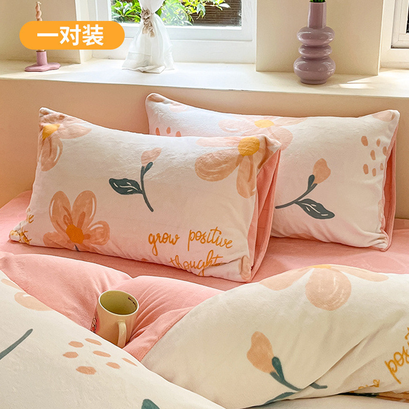 Funda de almohada de terciopelo de leche de invierno, un par de fundas de almohada de terciopelo de coral grueso, una sola funda de revestimiento de núcleo de almohada para niños 48x74 2