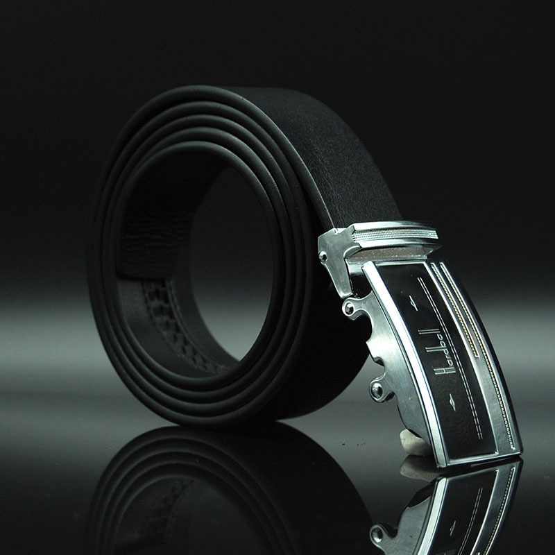 Factory Direct Belt Men's Flat Belt Leather Factory Cowhide Belt Men's Automatic Buckle Belt A Piece Of Hair undefined