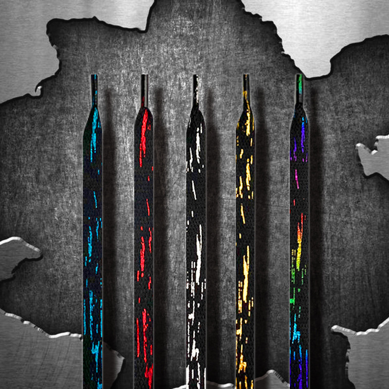 Baojie Compatible with Aj1Af1 Irving 71970S Gold Foil Brush Print Shoelaces Versatile Flat Printed Shoelaces for Sneakers