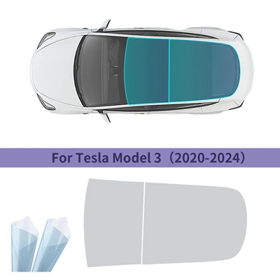 Cross-border exclusive for 2020-2024 Tesla Modely3-TPU skylight ice armor black crystal ice armor film (Automotive Film) - tpu-skylight-ice-armor-film-tesla-model-3-tpu-sunroof-ice-armor