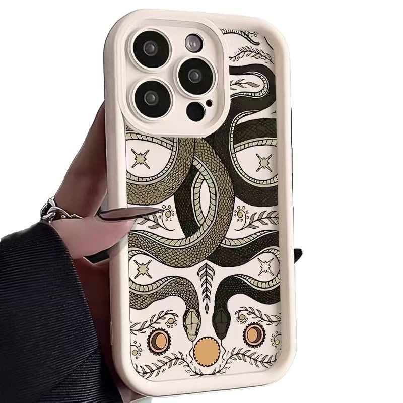 Cuentas de juego de doble serpiente para iPhone 15pro funda para teléfono móvil Apple 16 anti-caída 14 personalidad 13promax nuevo 12x