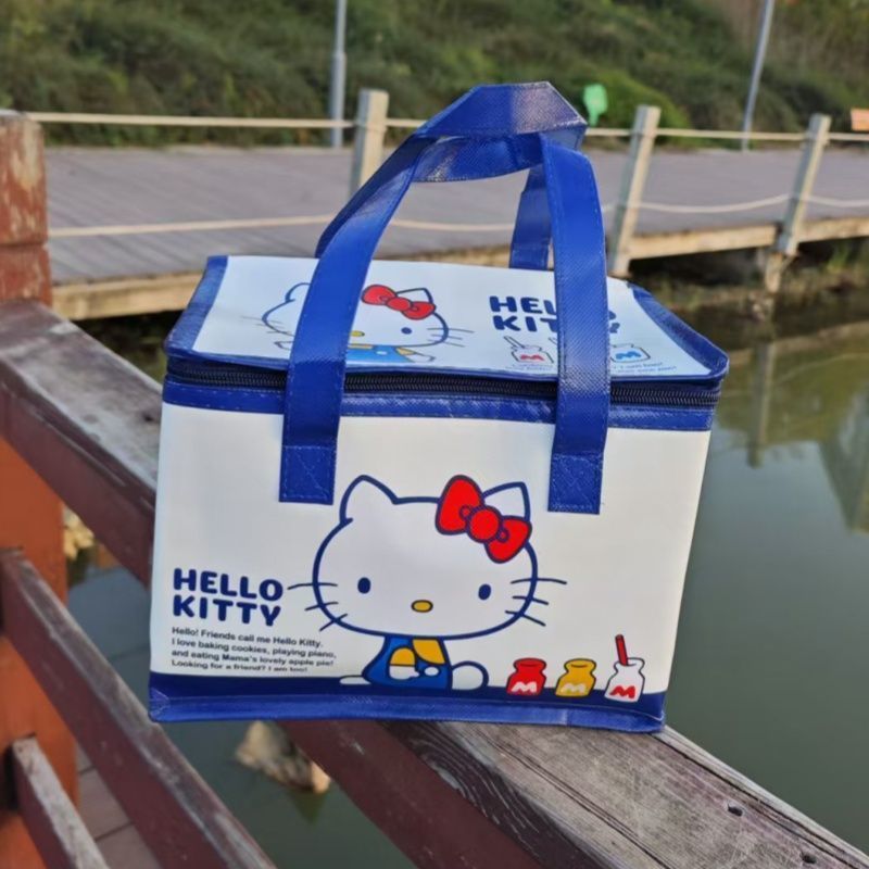 日系KITY猫卡通可爱便当包饭盒袋手提袋保温高颜值学生午餐袋|undefined