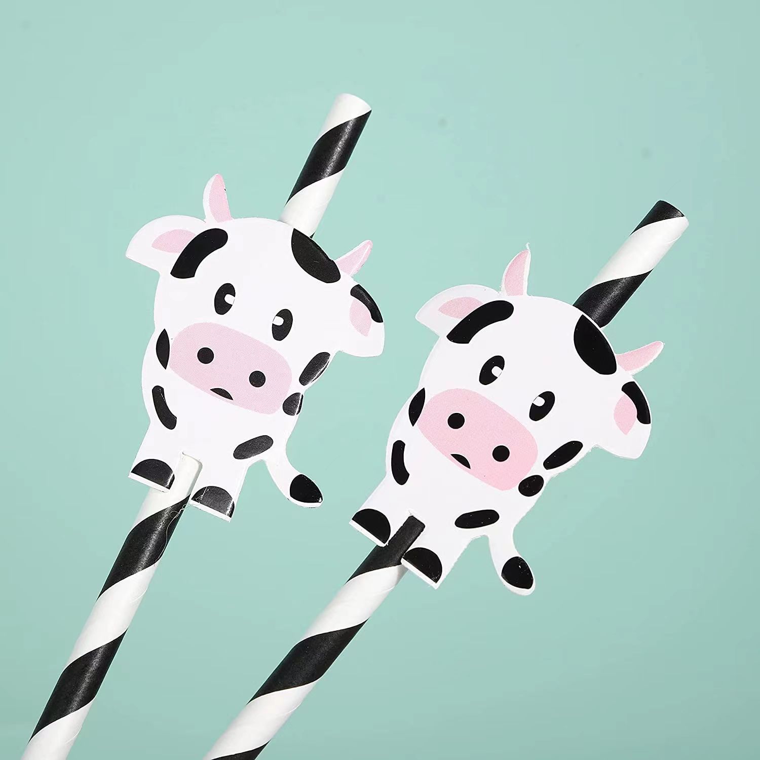 Fiesta transfronteriza decoración creativa Linda paja vaca cebra animal papel paja desechable degradación bebida Decoración