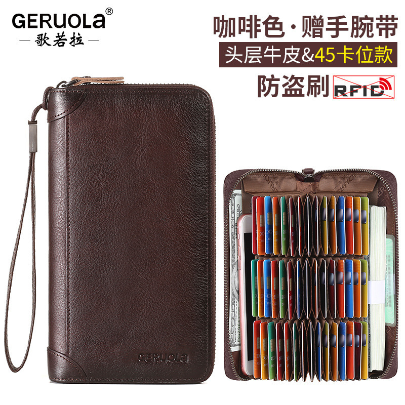 Cartera larga para hombres 2025 nuevo bolso de cuero para teléfono móvil con clip largo billetera con cremallera billetera de comercio exterior con múltiples tarjetas