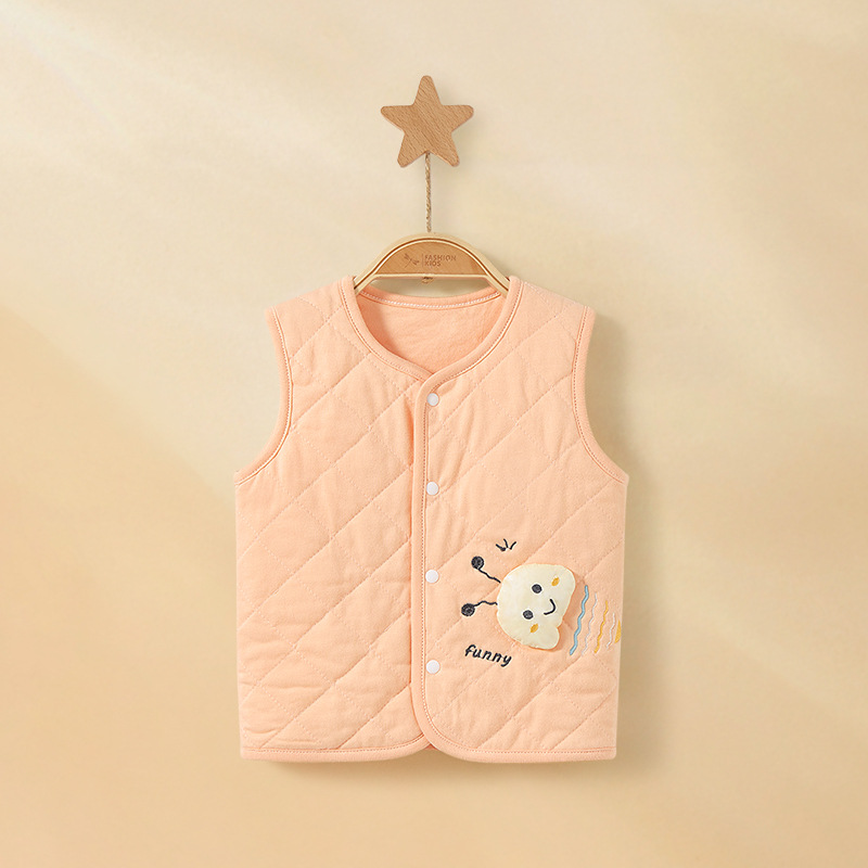 Chaleco de bebé primavera, otoño, invierno, chaleco de bebé, cardigan cálido, hombro, chaqueta de algodón para hombres y mujeres, chaleco de fondo para niños