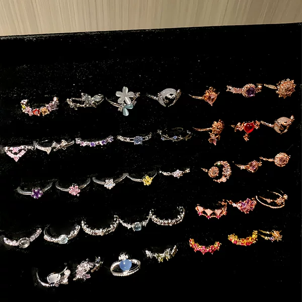 "Rainbow Party" Neon Colorful Zircon Series Flowing Light Ring Fashionable Fairy-Like Small and Exquisite Index Finger Ring for Women