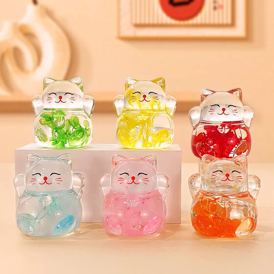 Shake Sound Explosions Quicksand Flash Luckies Cat Desktop Hand Ornaments Decorations Blind Box Blind Bag Luminous Quicksand Bottle