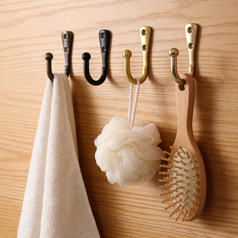 Wall Hanging Entrance Perforated European Style Clothes Hat Hook Wall Hook Bathroom Kitchen Golden Creative All Copper Clothes Hook