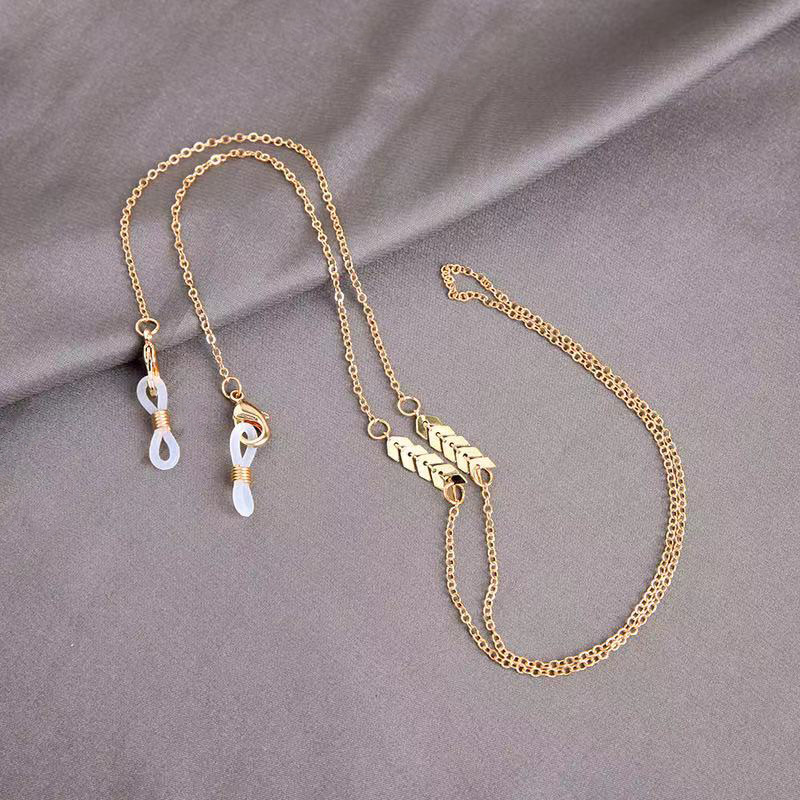2022 new European and American glasses chain, anti-lost beaded glasses chain, metal glasses chain lanyard, hanging neck glasses rope