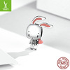 Cute rabbit with beads, beads, accessory, new collection, handmade, cat, silver 925 sample