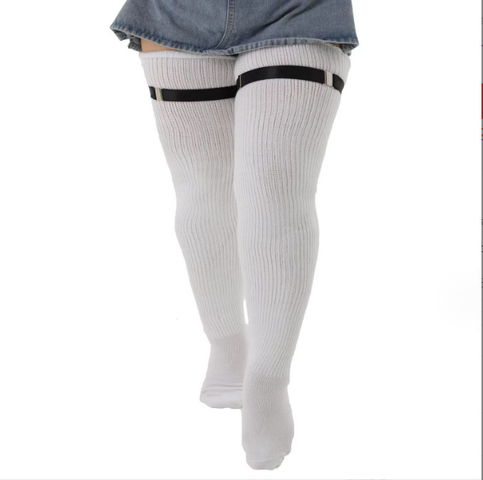 Calzini da donna in maglia antiscivolo extra large con lacci sopra il ginocchio, taglie forti, 2025d, in acrilico_voghion.com
