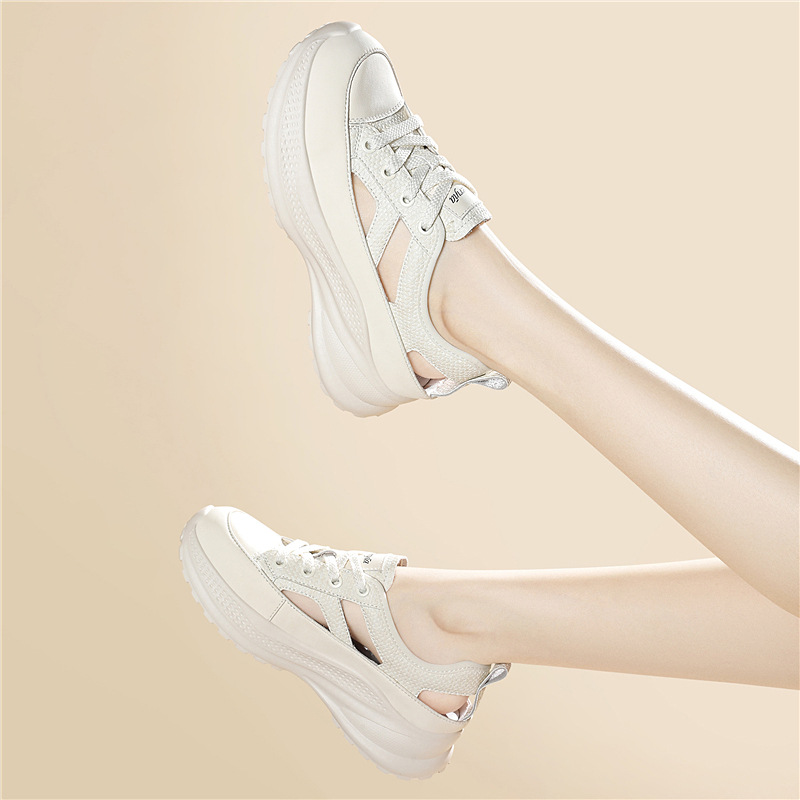 Giày sneaker nữ chunky đế dày lưới thoáng khí mùa hè 2026 — 6159 Màu vàng, 6159 Màu be