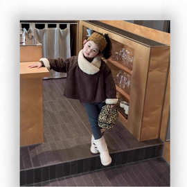 女童麂皮绒外套2025秋冬款儿童韩版洋气女宝皮毛一体加厚保暖上衣