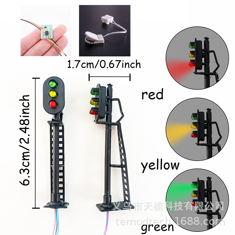 Miniature Model Street Indicator Light Traffic Light 1/87-150 Model Train Railway Miniature Landscape Signal Light