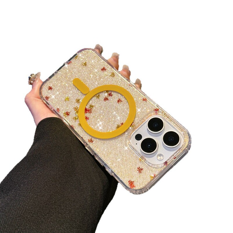 适用iPhone17promax磁吸手机壳闪粉碎花苹果16全包保护套三星S25u|undefined