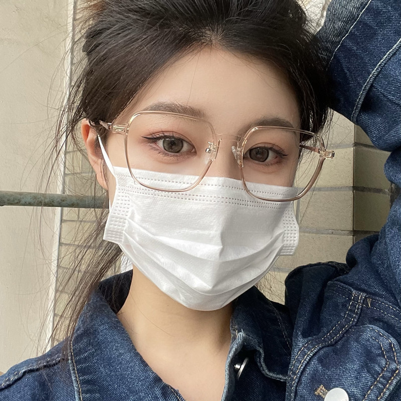 ブルーレイ防止平光メガネ女性モデル文芸范純欲風顕顔小四角枠近視メガネフレーム卸売り|undefined