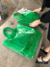 BV绿半透明塑料手提袋冷色调包装袋服装礼品店实用好看手拎袋