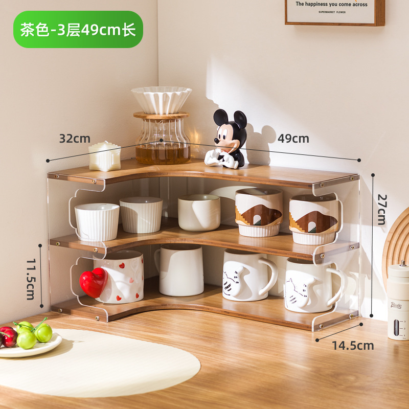 カップ収納棚テーブルコーナーカップ棚ティーセットカップ整理棚コーヒーコーナーキャビネットカップ棚|undefined