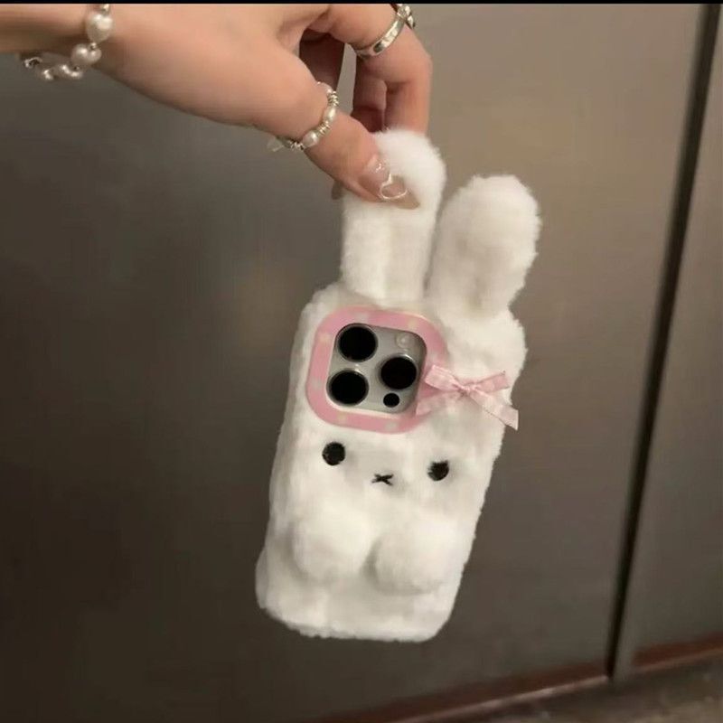 Rabbit Expression Iphone16/15 Apple 14Promax Plush Phone Case 13Pro/12/11 Trendy Xr Rabbit Expression Iphone16/15 Apple 14Promax Plush Phone Case 13Pro/12/11 Trendy Xr