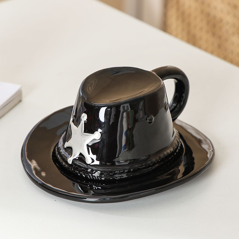 Creativo sombrero de vaquero taza de café taza de botón invertido taza de vaquero taza de cerámica doméstica de dibujos animados taza creativa de alto valor facial taza