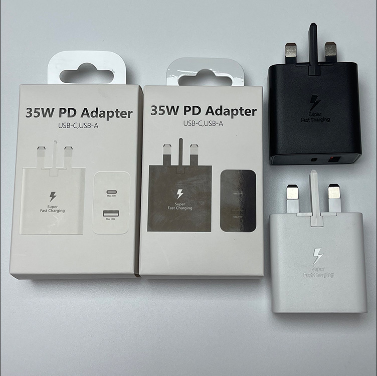 Suitable for Samsung 35W UK standard charger note20/S20+Note10/S22 mobile phone charging head wholesale set