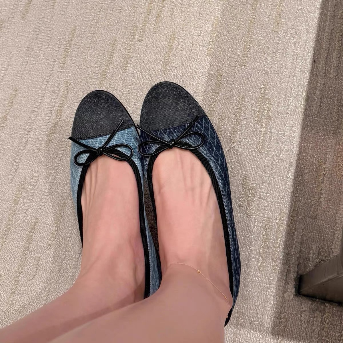 羊皮版~绝美真皮牛仔芭蕾舞鞋女蝴蝶结软底玛丽珍单鞋平底鞋瓢鞋