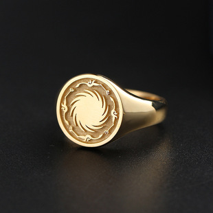 Sun God Bird Badge Ring Gold Chinese Style National Trend Ancient Style Creative Niche Design Fashion Light Luxury Gift for Others