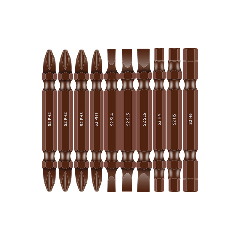 Cabezal de destornillador de doble cabezal de alta dureza Cabezal de destornillador hexagonal de una palabra de grado industrial S2 magnético fuerte Cabezal de destornillador hexagonal de 65mm