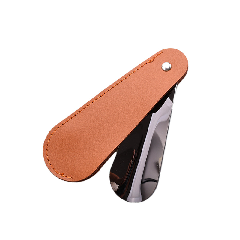Calzador de Zapatos de Cuero, Estuche Portátil de Cuero, Herramienta Unisex para Ponerse Zapatos