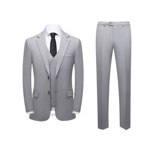 2022 new men's suit suit Korean light gray casual suit wedding photo three-piece men suits