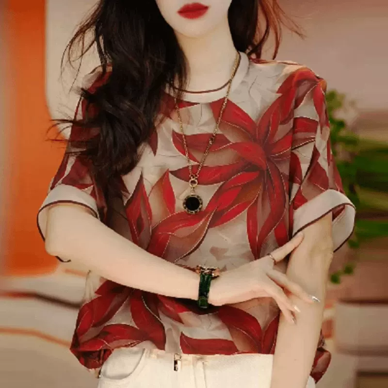 夏季时尚设计感大码妈妈装气质百搭减龄洋气小衫短袖T恤上衣批发