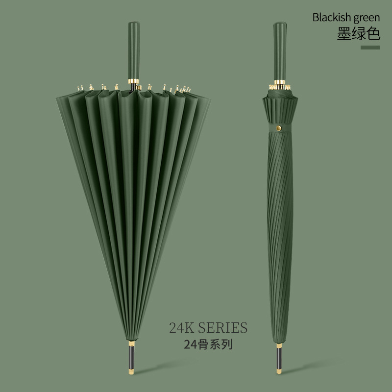 Paraguas automático de 24 huesos más grandes Paraguas recto de doble mango largo Paraguas de regalo de negocios para hombres Paraguas publicitario Logotipo personalizado