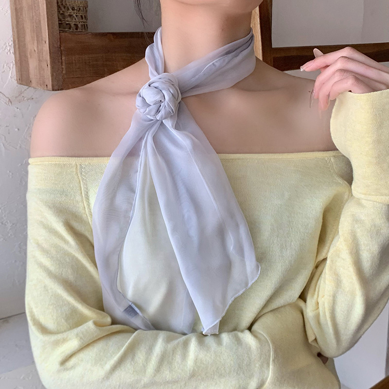 Pañuelo de seda para mujer, sentido de alta calidad, versión coreana de la bufanda ligera de primavera y verano, bufanda, bufanda de seda georgette de color degradado al por mayor