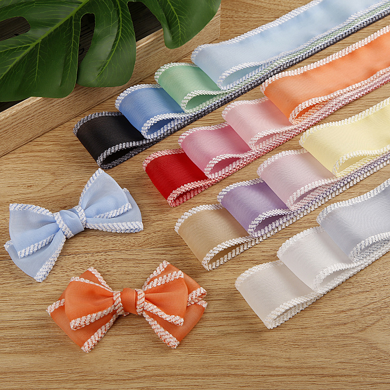 Silver onion velvet edge chiffon yarn ribbon clothing straw hat gift box flower decoration bow diy hair accessories material ribbon