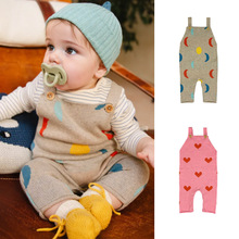 2025新款时尚百搭宝宝秋冬开档长裤可爱卡通印花儿童针织背带裤