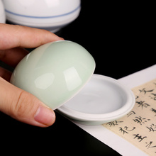 6BVQ笔庄陶瓷印泥盒装朱砂印泥收纳盒景德镇瓷盒书画缸大号